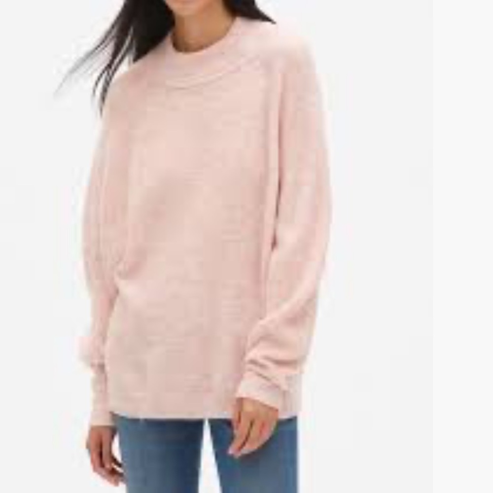 GAP Waffle Knit Super Soft, Dolmon Style Sleeve Mock-neck Pink Sweater, Size S
